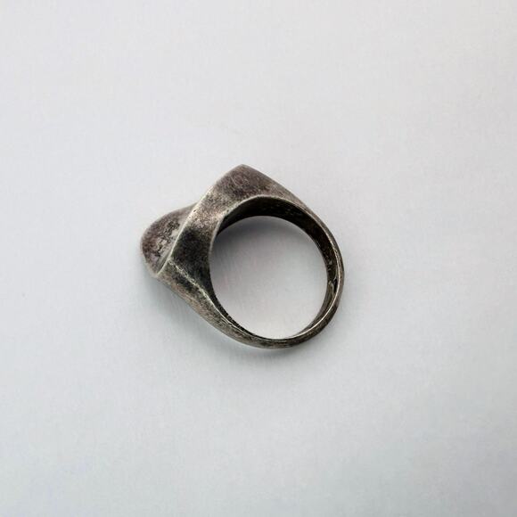 Vintage 50s Taxco Eagle Mark Sterling Silver Modernist Saddle Ring - Picture 3 of 8